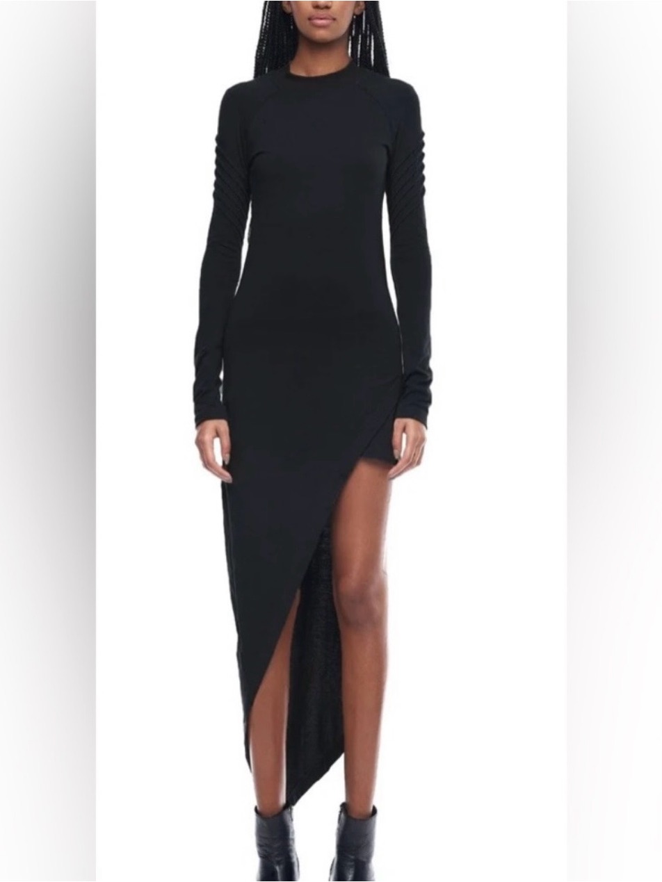 Jonny Cota Asymmetrical Mini Dress // Black // Xl